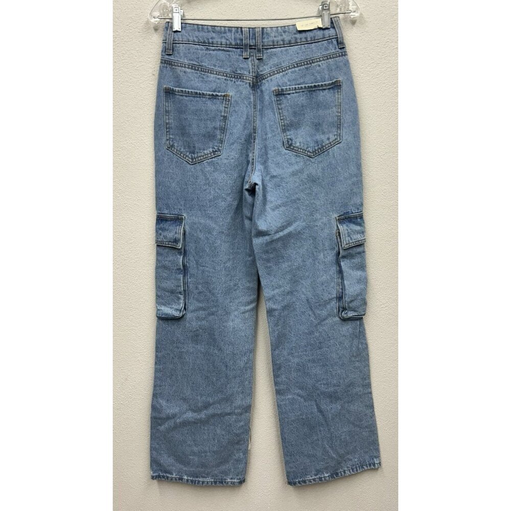 Ban jara High Rise Skater Wide-Leg Cargo Jeans 5/26 Boho Hippie Y2K Grunge Punk - Picture 3 of 8